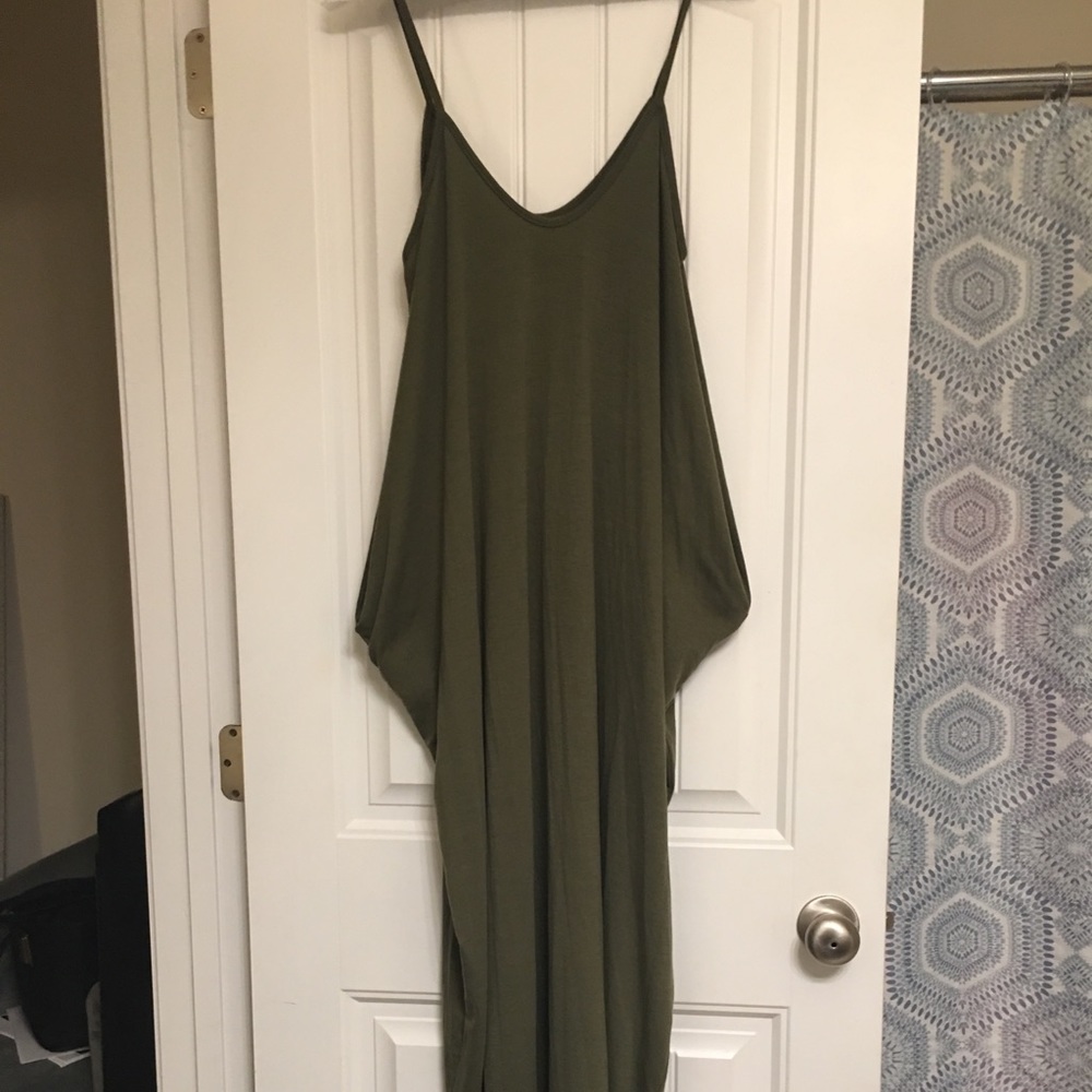 Olive green cocoon maxi dress